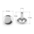 Csőszegecs, bőrszegecs 10 mm dupla fejű, arany, ezüst, black nikkel. 100 db/csomag. Táska, bőrkellék.
