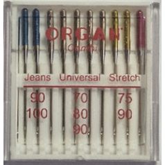   Háztartási varrógéptű Organ COMBI. Jeans, Universal, Strech tűk egy levélen, összesen 10 db  