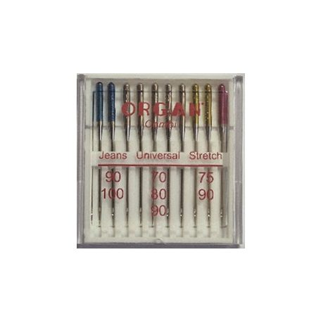 Háztartási varrógéptű Organ COMBI. Jeans, Universal, Strech tűk egy levélen, összesen 10 db  / levél