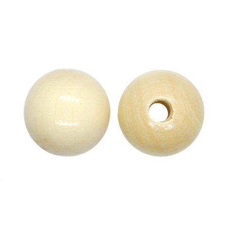 Fagolyó natúr 40 mm természetes színű, lakkozott. Furat: 9 mm, nagy lyukú.  (2 db/cs)