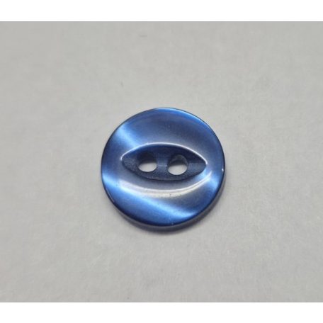 Gyöngyház szemes gomb fényes királykék kétlyukú átvarrós 12,7 mm (20-as), műanyag 50 db/csomag. Blúzgomb 