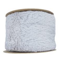   Műszörme szalag világos szürke színű 63 mm 2,7 méter, dekorációs kellék. (07)
