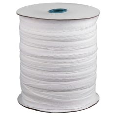   Fehérnemű gumi 11mm széles, mintás, hullámos, fehér színű.  5 méter/kiszerelés. Bugyigumi, 