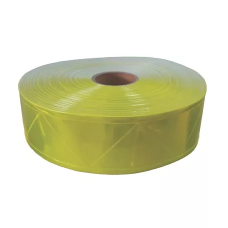 Varrható fényvisszaverő szalag PVC XM-6500 Yellow 50 mm. Vízálló. 75 x mosható. 5 métertől. Varrható.