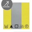 Varrható fényvisszaverő szalag XM-6023-TT sárga-ezüst csíkkal 50 mm. 5 métertől . Certificat-tal . Felvarrható.